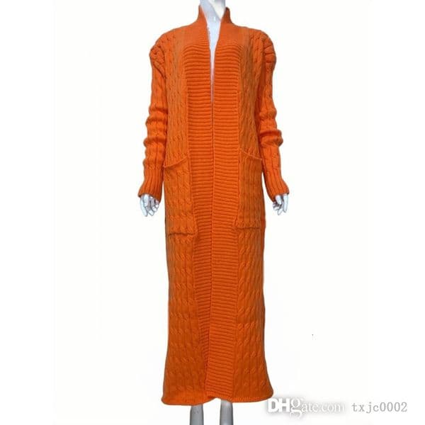 Women Sweater 2026 New Fashion Long Knitted Cardigan Jacket With Pockets Thickened Sweater 13 Colours