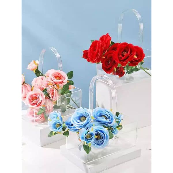 Acrylic Handheld High Transparency Fresh Packaging Box Bouquet Arrangement Floral Art DIY Flower Basket Material