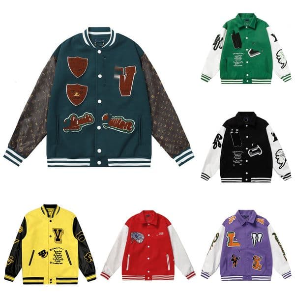 Mens Varsity Baseball Jacket Designer Warm Coat Uniform High Quality Single Breasted embroiderd Wool Fleece Flocking Breasted Fashion varsity bomber Jackets aa