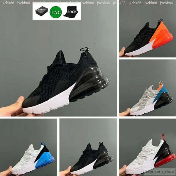 Children's Shoes 270 Sports Kids Running Shoes Children Triple Black ALL White Top Quality Photo Blue Spirt Teal Platinum Trainers