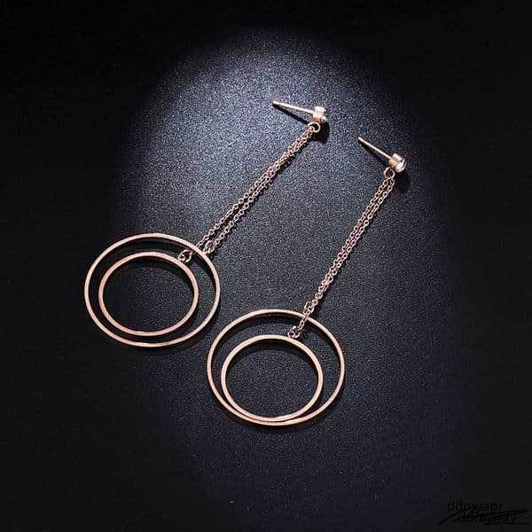 Titanium Ddmyday Steel Rose Gold Designer For Women, Hollow Circle Tassel Versatile Fashion Ladies' Jewelry ddmyday Earrings Accessories Wholesale