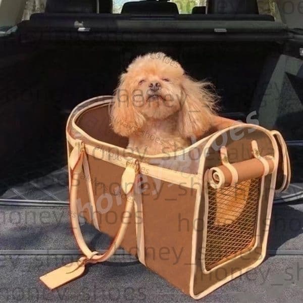 with window leather carrier designer classic logo luxury breathable weekend hiking pet dog cat brown go out bag 05