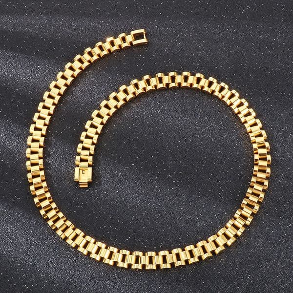 2026 Hot Selling 12mm Gold Stainless Steel Watch Band Necklace Mens Fashionable Custom Jewelry with Strap Chain for Necklaces