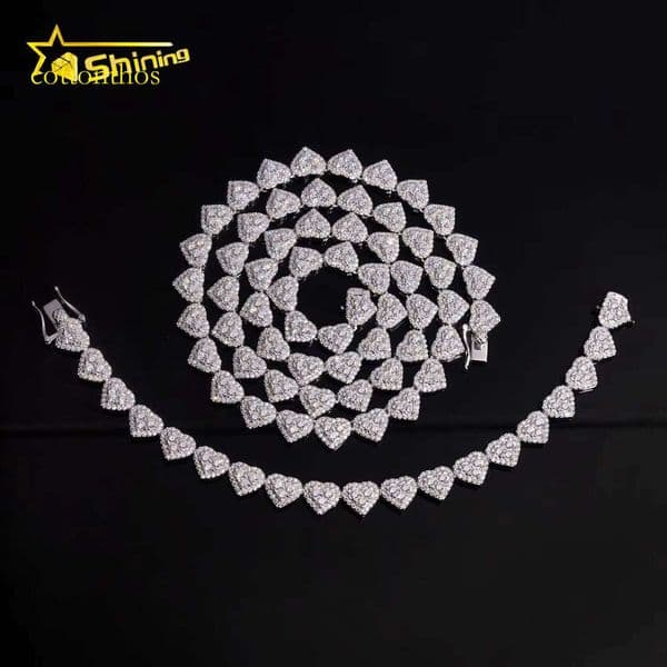Fast Delivery Hi Hop Sier Heart-Shaped Iced GRA Certified Moissanite Cuban Bracelet