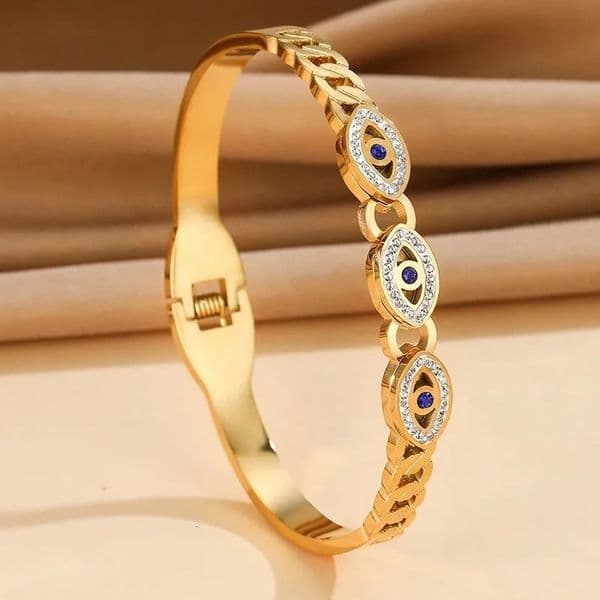 Luxury Brand Designer Jewelry European And American Fashion Hot Selling Titanium Steel Niche Design Evil Eye Inlaid Diamond Bracelet Trendy Women's Accessories