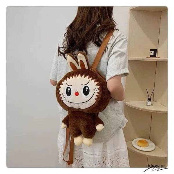 Labubu Zimomo Cute Cartoon Plush Doll Backpack New Student Crossbody Bags The Monsters Outdoor Travel Bag ddmyearth Toy ddmyearth