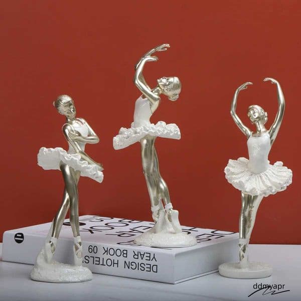 Ballerina Figurine Modern Statuette Ballet Girl Statue Desktop Ornament For ddmyearth Table Centerpiece Shelf Bedroom Bookshelf Home Decor Y250315