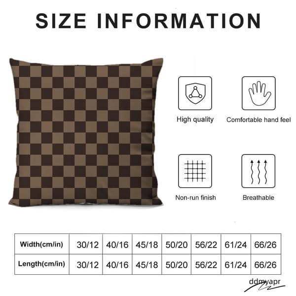 Plush Pillowcase Ddmydec Pillow Cover With Brown Checkered Pattern
