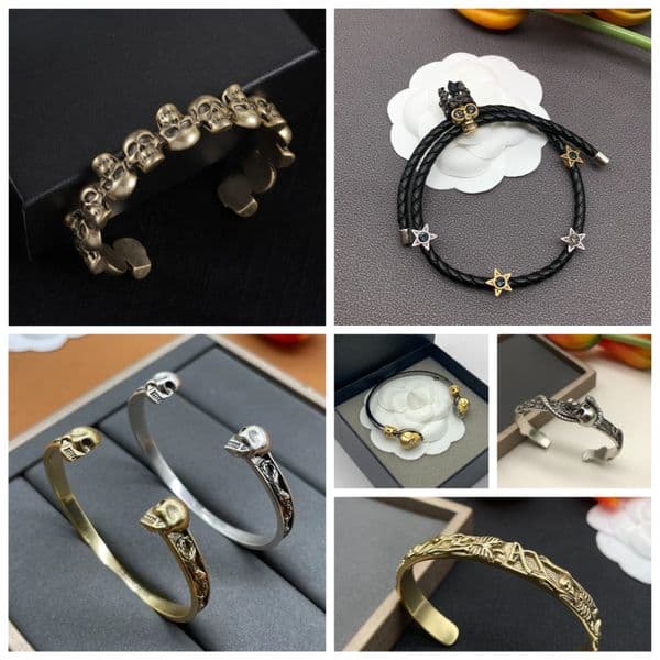 Gothic Silver Bracelet Designer Skull Bracelet Trendy Subculture Bracelet Jewelry Holiday Gift