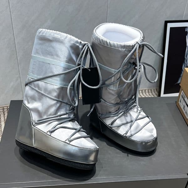 High Quality Icon Nylon Boots Platform Knee High Boots Platform Snow Booties Winter Warm Fashion Boot Rubber Lightweight Outdoor Boot 927