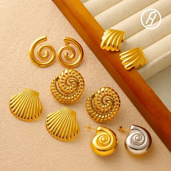 Advanced Craft Beach Holiday Starfish Conch Earrings 18k Gold Stainless Steel Beach Style Jewelry Valentine's Day Gift Designer Jewelry Original Jewelry Wholesale