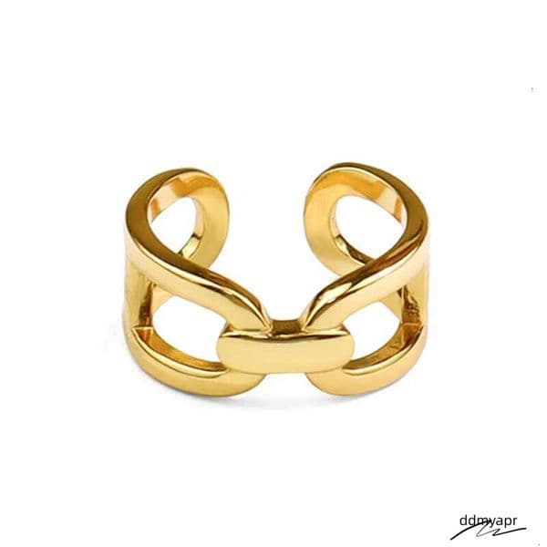 Geometric Gold Stainless Steel - Adjustable Open Cuff Minimalist Finger Ring For Women & Men (Trendy 2025 Spring Collection) Ddmyfeb