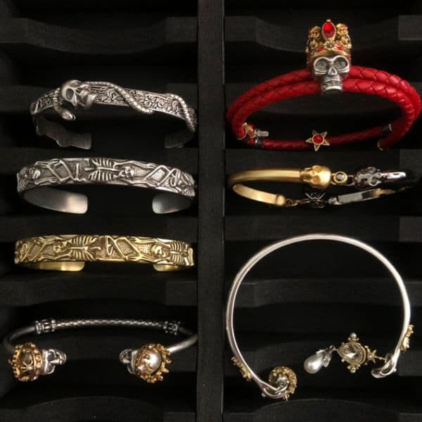 Gothic Style Silver Bracelet Designer Skull Bracelet Trendy Subculture Bracelet Jewelry Holiday Gift Halloween Gift