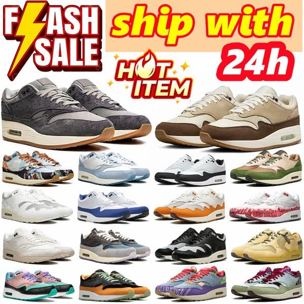 Free delivery designer running shoes 1 87 Mens Womens Patta Waves Black Monarch Baroque Brown Saturn Gold Wheat Treeline mens sneakers sports trainers