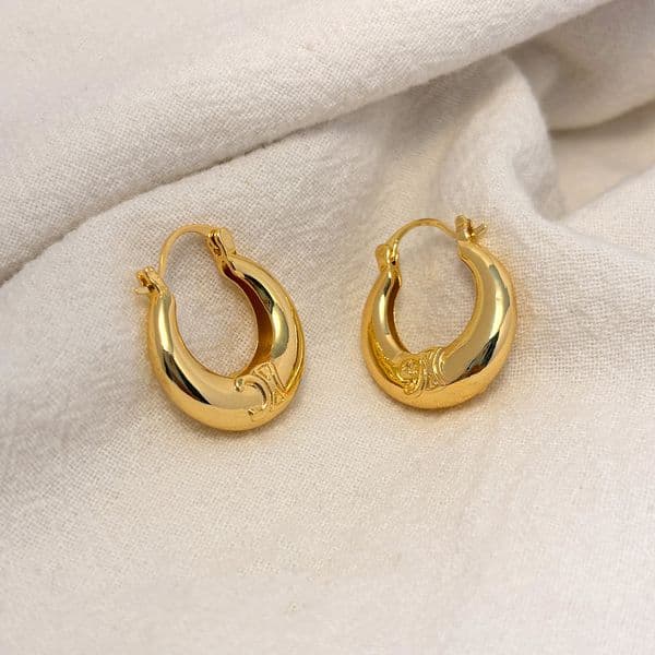 Geometric Hoop Earrings Jewelry for Women Designer Earrings Trendy Metal Texture 18 K Earrings Golden Accessories
