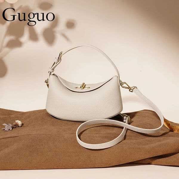 Guguo Free Shipping New Designer Bag High-end Shopping Bag Lightweight Casual Single Shoulder Bag Genuine Leather Simple Women's Bag Cowhide Versatile Women's Bag