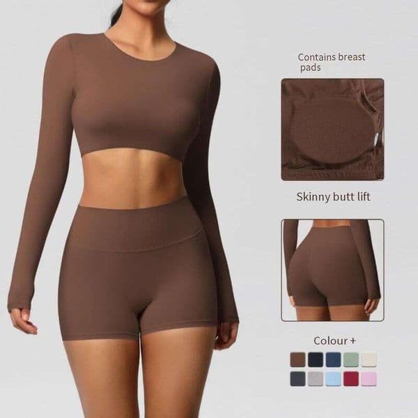 Women's Clothing Double Sided Sanded Tight Breathable Solid Color Training Yoga Eight Piece Sports Running Fiess Clothes For Women