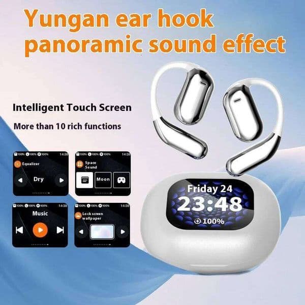 Super Pods Ear Mounted LCD Color Screen, Bluetooth Noise Reduction, Non In Ear Sports Earphones Bluetooth Wireless