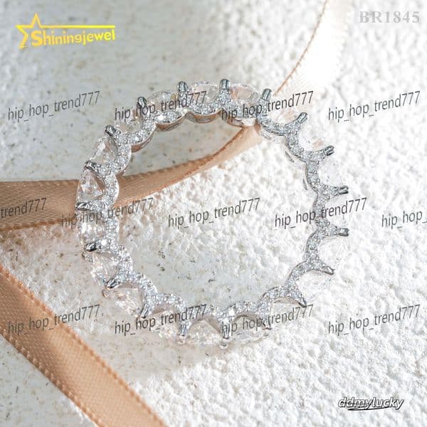 Moissanite Eternity In Sterling Sier - Iced Out Wedding Band For Women, High Quality VVS Gemstone Ring Ddmylucky Ddmylucky Ddmylucky