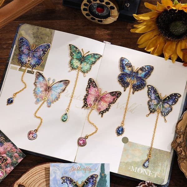Vintage Odd-Shaped Butterfly Bookmarks for Students - Oil Painting Series