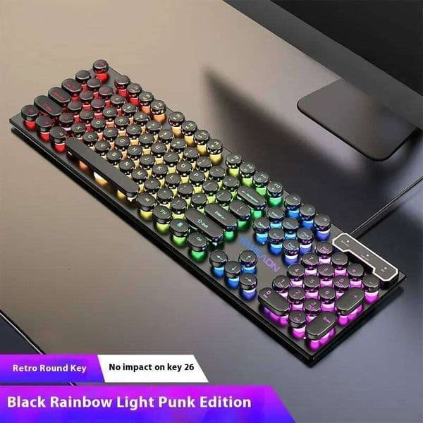 Punk Style Mechanical 104 Keys Usb Gaming Keyboards Rgb Backlit For Pc Laptop Gamers Wired Keyboard Plug And Play