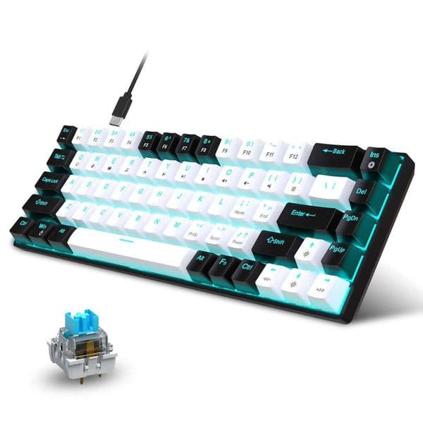 68 Keys Mechanical Ergonomics RGB Backlit LED Hot Swappable Blue Switch Gaming Keyboard For PC Laptop Office