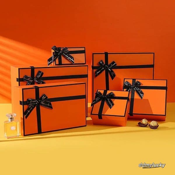 High End Orange With Bow Grass Card Cardboard Box Wedding Party Gift Chocolate Candy Packaging Multi Size Boxes Bag 250805