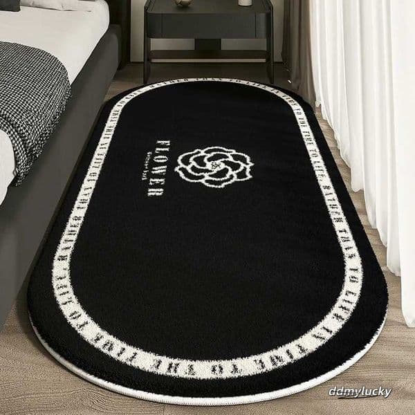 VIKAMA Cashmere Imitated French Small Fragrance Bed Rug Advanced Sense Living Room Study Oval Dirt Resistant Non-Slip Carpet Xj250722 ddmyLucky ddmyLucky