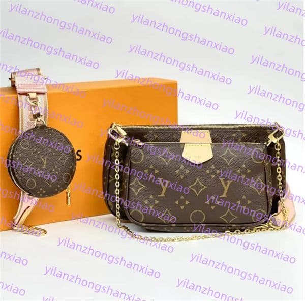 Designer Bag Classic Old Flower Brown Five In One Shoulder Bag Seven Color Shoulder Strap Clutch MULTI POCHETTE Women's Messenger Bag W