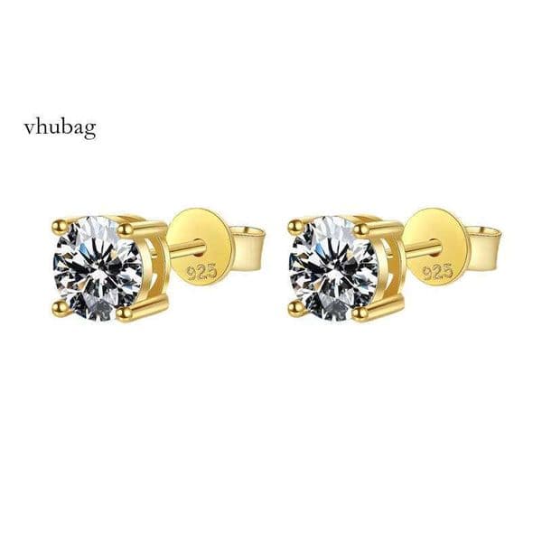 VVS 0.5 1 2Ct D Color Moissanite Earrings 14 Gold Plated Sterling Sier For Women Lady Wedding Fashion Jewelry
