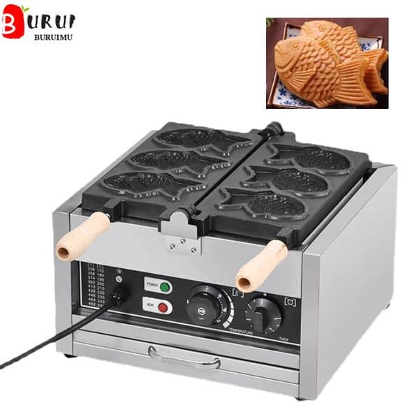 Electric 3 pcs Taiyaki Fish Waffle Maker Iron Taiyaki Machine Commercial Ice Cream Stuffed Waffle Maker