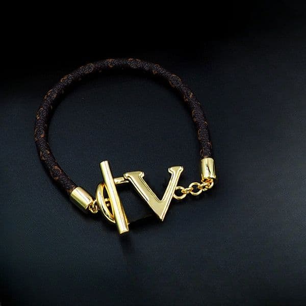 Luxury Leather Cord Bracelet Classic Print Gold and Silver Color High Quality Couple Leather Bracelet Designer Bracelet Unisex Holiday Gifts