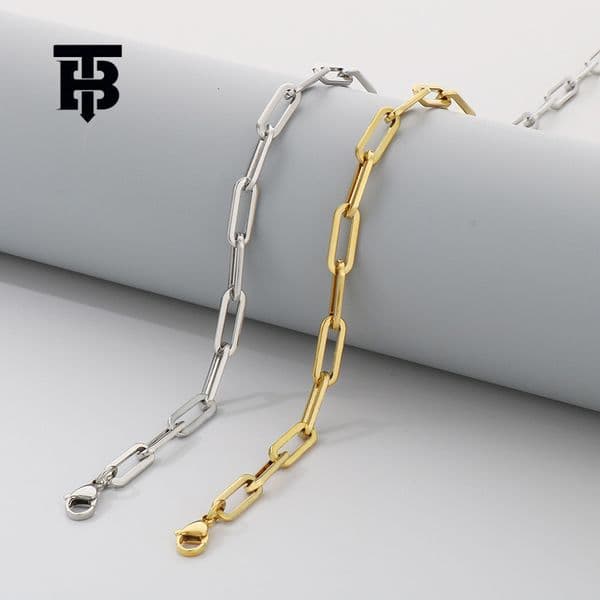TB BHULAMTE Free Shipping New Designer Accessories Square Chain Titanium Steel Couple Style Bracelet Vacuum Plated Stainless Steel Necklace