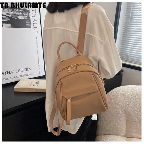 Free Shipping Designer Bag Backpack Korean Style Luxury Bag Soft Leather Texture Fashion Simple Backpack Casual Versatile School Commuting Literary Bag For Women