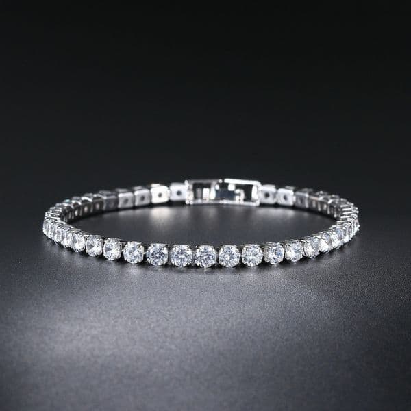 18K Gold Silver Plated Zirconia Tennis Bracelet Crystal Hand Chain for Men Women Love Heart Diamond Bracelets Bangle Lover Wedding Jewelry Gift