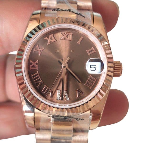 ST9 Automatic Sapphire Glass Rose Gold 31MM Womens Wristwatches Roman Marker Noble Ladies Watch