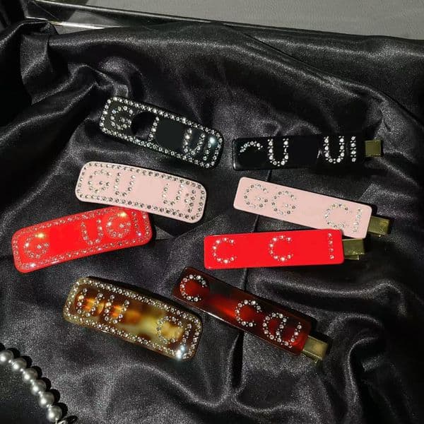 Designer Hairpins G Diamond-studded Hairpins Brand Spring Clips Duckbill Hairpins with Logos Acetate Side Clips and Branded Bangs Clips