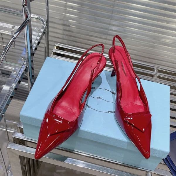 Women Sandals High Heels Shoes Luxury Slip Pointy Slingback Heels Patent Leather Designer Sandale Summer Heel