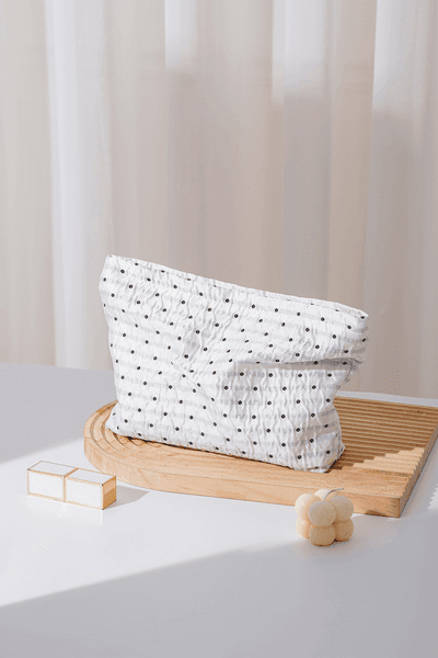 445 simple polka dot fabric cosmetic bag portable girls makeup storage bag niche cosmetic bag handheld