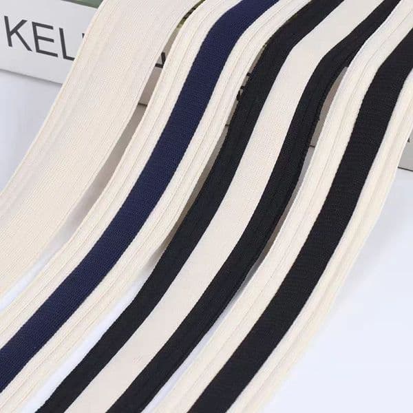 Ribbed Knit Tape Thick Striped Trim Ribbon for Clothing Pants Decoration (4 cm Width)