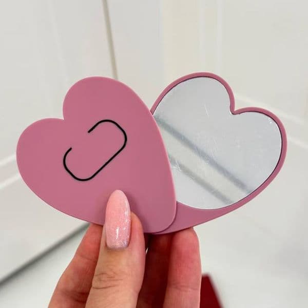 Designer Phone Holder & Folding Cosmetic Heart Mirror Double Side Portable Hd Make-up Makeup Mirror with Gift Box