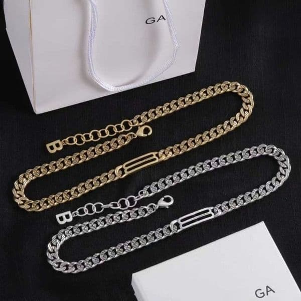 Designer Necklace European and American Neutral Cuban Chain Necklace Letter B Personality Hip-hop Style Necklace Holiday Gift