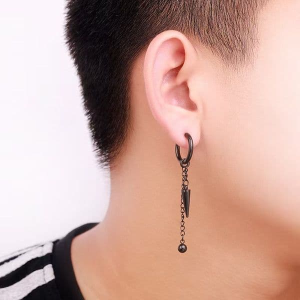 Fashionable Unique Dragon pattern Earrings: Unique Sword Tassel Chain Dragon pattern Triangle Stainless Steel Earrings Unisex