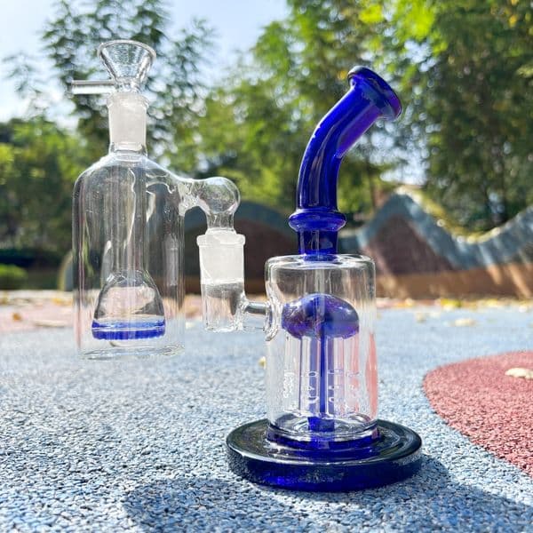 7" Glass Water Pipe Bong Tree Arm Filter Bubbler Hookah and Honeycomb Ash Catcher