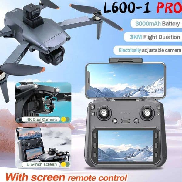 Drones L600-1/L600 PRO MAX Remote Control Drone Screen Dual 4K Professional Dron With Camera GPS FPV Quadcopter 3Km Flight