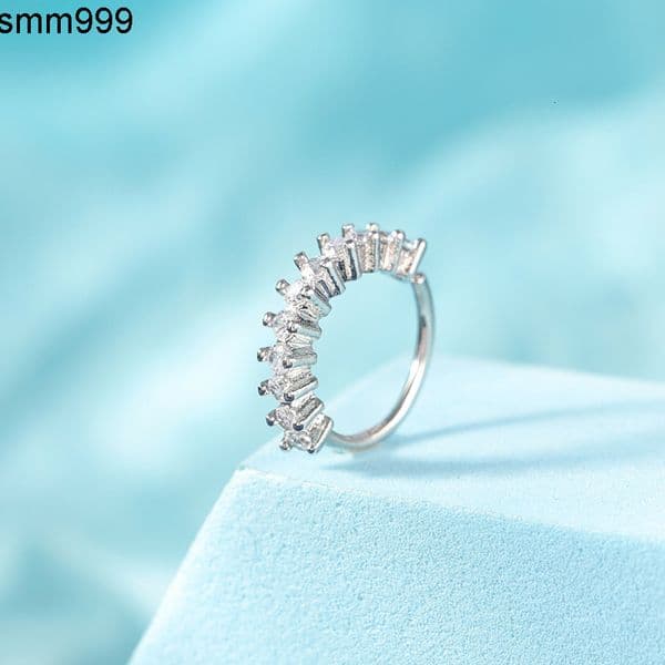 POENNIS Unique Sterling Sliver 8mm Hinged Segment Clicker Moissanite Hoop Nose Ring for Women Pierced Nose Piercing Jewelry
