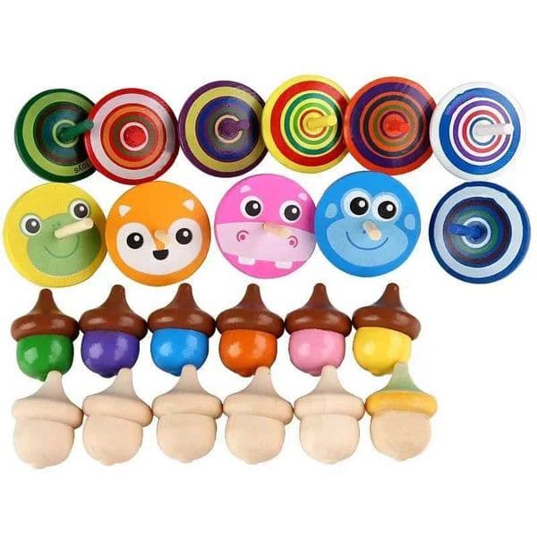 1PC Exquisite Handmade Wooden Spinning Top Toys Multicolor Rotate Funny Gyro for Children Adult Relief Stress Desktop Games X250913
