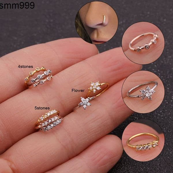 Gold Plated Fashion Piercing Jewelry Body Jewelry Women Belly Silver Ear Toe Moissanite Prices Snake Moonstone Pigeon Nose Ring