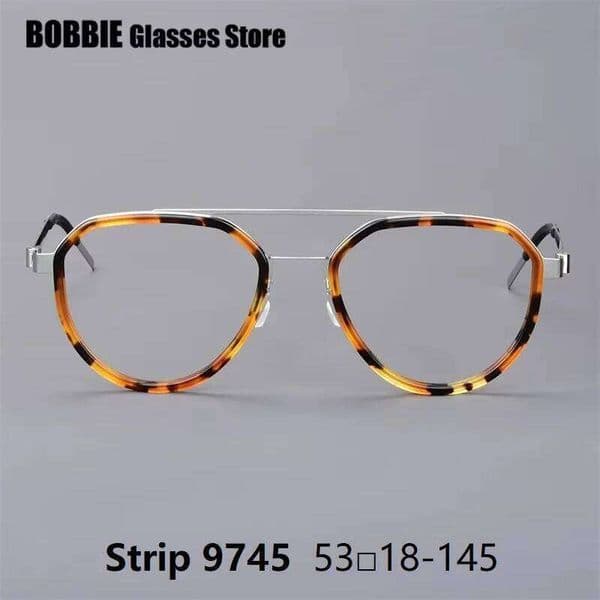Classic Pilot Glasses Frame Men Women Eyeglasses Gafas Prescription Lens Oval Eyewear Titanium Strip Denmark Brand Design Sunglasses 9745