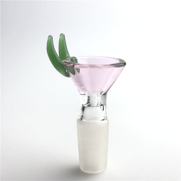 Goodsstore 14mm 18mm Male Glass Bong Bowl Thick Hookah Clear Pink Cup Green Tooth Handle Colorful Smoking Water Bowls